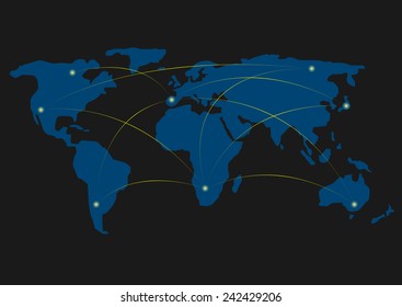 Connection concept. Vector illustration of world map.
