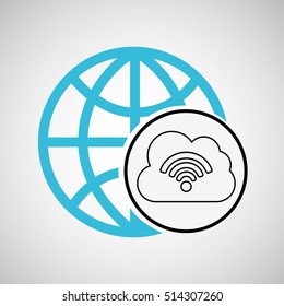 connection concetp globe cloud wifi vector illustration eps 10
