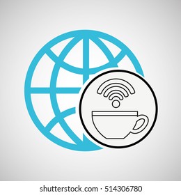 connection concetp globe coffee internet wifi vector illustration eps 10