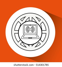 connection concetp globe laptop wifi vector illustration eps 10