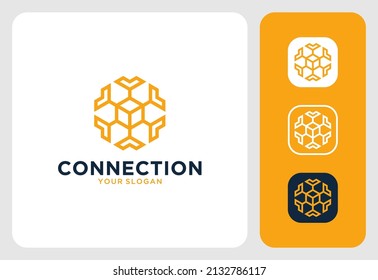 connection cube modern logo design