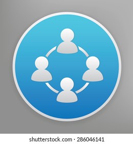 Connection design icon on blue button,clean vector