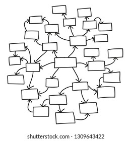 connection diagram. doodle businessinfographic. team work drawing