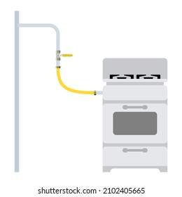 Connection Diagram For Gas Stove In An Apartment. Vector Illustration.