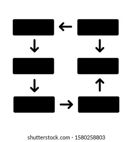 Connection diagram glyph icon. Wiring chart. Progress stages presentation, process visualization. Network diagram. Closed cycle report. Silhouette symbol. Negative space. Vector isolated illustration