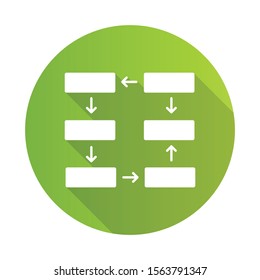 Connection diagram green flat design long shadow glyph icon. Wiring chart. Progress stages presentation, process steps visualization. Closed cycle report. Vector silhouette illustration