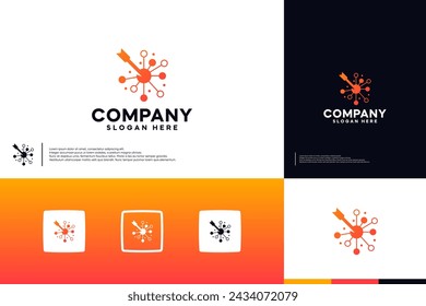 connection digital technology , arrow target concept , logo design vector.