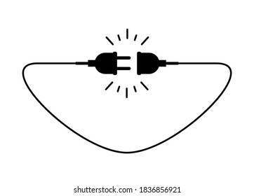 Connection and disconnection electric socket plug, error 404, page web not found vector illustration
