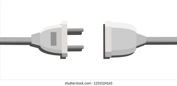 Anschluss, Trennung der Stromversorgung. Flaches Vektorgrafik-Design.