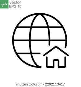 Connection, Distant, Global Network, Networking Icon. Globe Earth For Digital Globalization. Digital Disruption. Internet Or Cyber Homepage. Line Vector Illustration. Design On White Background EPS 10