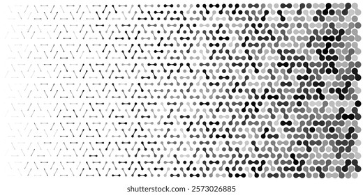 Connection dot vector pattern. Abstract geometric halftone pixel grid texture. Comic design seamless metaball circle effect. Gray tone fade gradient shape size and transparency. Tech angular mosaic