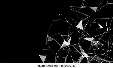 Connection of dots and lines on a dark background. Abstract vector illustration.