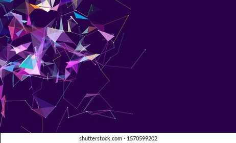 Connection of dots and lines on a dark background. Abstract vector illustration.