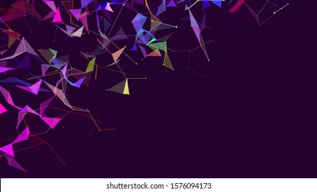 Connection of dots and lines on a dark background. Abstract vector illustration.