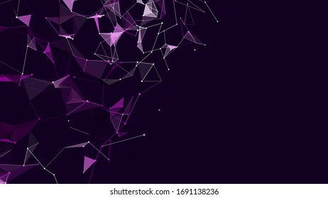 Connection of dots and lines on a dark background. Abstract vector illustration.