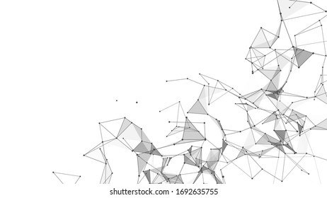Conexión de puntos y líneas en un fondo blanco. Ilustración abstracta vectorial.
