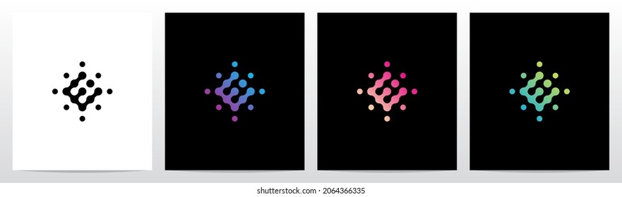 Connection Dots Rotate Letter Logo Design E