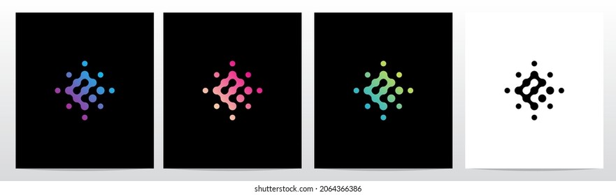 Connection Dots Rotate Letter Logo Design P