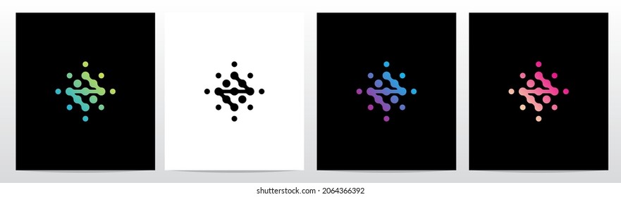 Connection Dots Rotate Letter Logo Design N