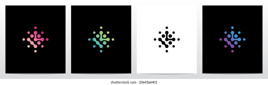 Connection Dots Rotate Letter Logo Design K