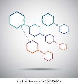  Connection of the eight hexagonal cells. Gradient. Vector graphics