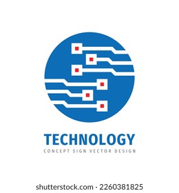 Connection electronic technology - creative logo design. Digital chip sign. Network communication concept symbol. Database icon. Blockchain futuristic symbol. Corporate identity. Vector illustration.
