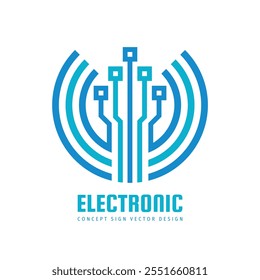 Connection electronic technology - creative logo design. Digital chip sign. Network communication concept symbol. Database icon. Blockchain futuristic symbol. Corporate identity. Vector illustration.