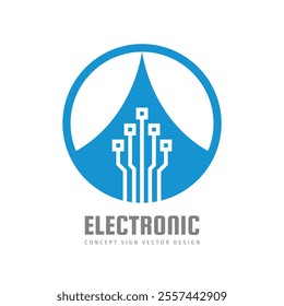 Connection electronic technology - creative logo design. Digital chip sign. Network communication concept symbol. Database icon. Blockchain futuristic symbol. Corporate identity. Vector illustration.