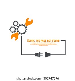 connection error. Abstract background with wire plug and socket. Sorry, page not found. vector.