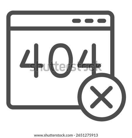 Connection error code page window line icon, system message concept. Vector graphics. Website server with no access sign on white background, outline style icon for mobile or web design