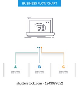 connection, error, internet, lost, internet Business Flow Chart Design with 3 Steps. Line Icon For Presentation Background Template Place for text