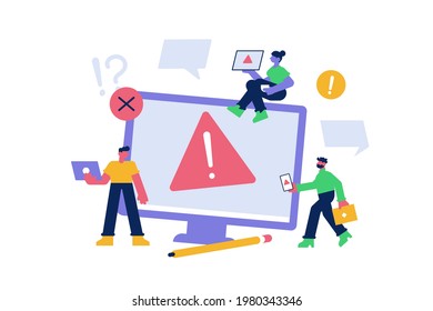 Connection error, lost internet and repairing network problem. Mistake and alert on website. Computer diagnostics and digital technology concept. Operating system error warning