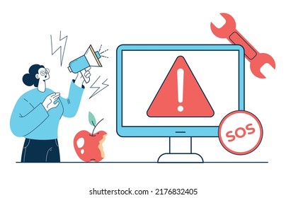 Connection error under construction warning sign concept. Vector flat graphic design element illustration
