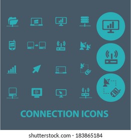 connection flat icons set  for digital web, print, design, mobile phone apps, vector
