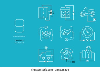 Connection flat line design delivery. Minimalism outline concept