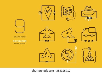 Connection flat line design navigation. Minimalism outline concept