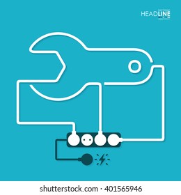 Connection flat line design technology. Minimalism outline concept