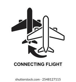 Connection flight icon. Airplane transitions isolated on background vector illustration.