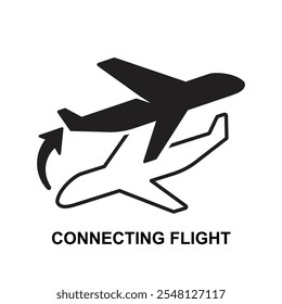 Connection flight icon. Airplane transitions isolated on background vector illustration.
