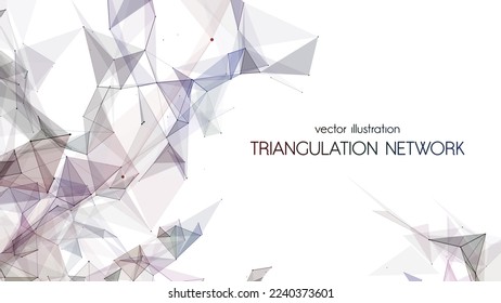 Connection to the global network. Abstract vector dots and lines with triangles on a white background. The concept of big data, digital technologies, and the development of science.