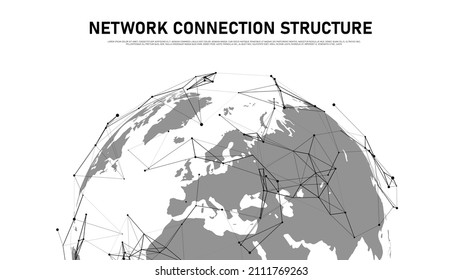 Conexión a la red social global. Resumen mapa futurista del planeta Tierra sobre un fondo blanco. Ciencia y tecnología. Ilustración vectorial.