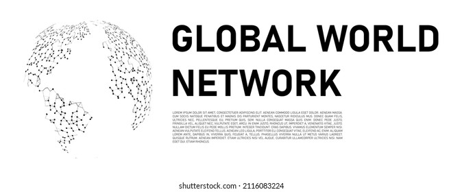 Connection to the global social network. Abstract futuristic map of the planet Earth on a white background. Science and technology. Vector illustration.
