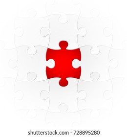 connection of gray puzzle parts with one colored center part