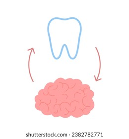 Connection of healthy teeth and brain. Relation health of human brain and tooth. Mental and chewing unity. Vector illustration svg