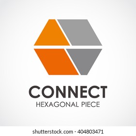 Connection hexagon of group abstract vector and logo design or template piece business icon of company identity symbol concept