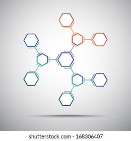 connection of hexagonal cells. gradient. vector graphics