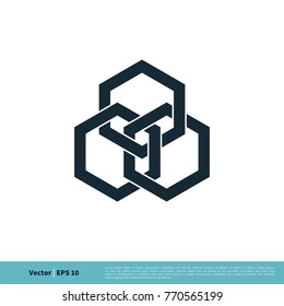 Connection Hexagonal Shape Icon Vector Logo Template Illustration Design. Vector EPS 10.