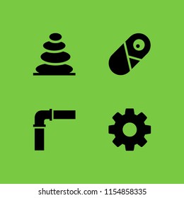 connection icon. 4 connection set with medicine, pipe, cog wheel silhouette and cultures vector icons for web and mobile app