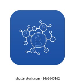 Connection icon blue vector isolated on white background