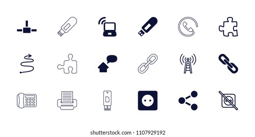 Connection icon. collection of 18 connection filled and outline icons such as home message, laptop signal, chain, puzzle. editable connection icons for web and mobile.